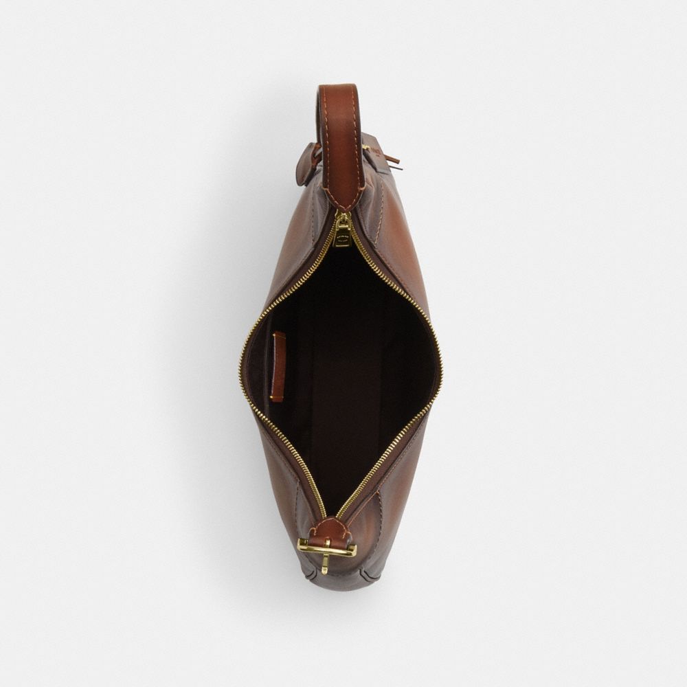 COACH®,Ella Shoulder Bag,Recycled Polyester,Leather,Shoulder Bag,3D Embellishment,Metal,Gold Metal,Casual,Brown,Inside View,Top View