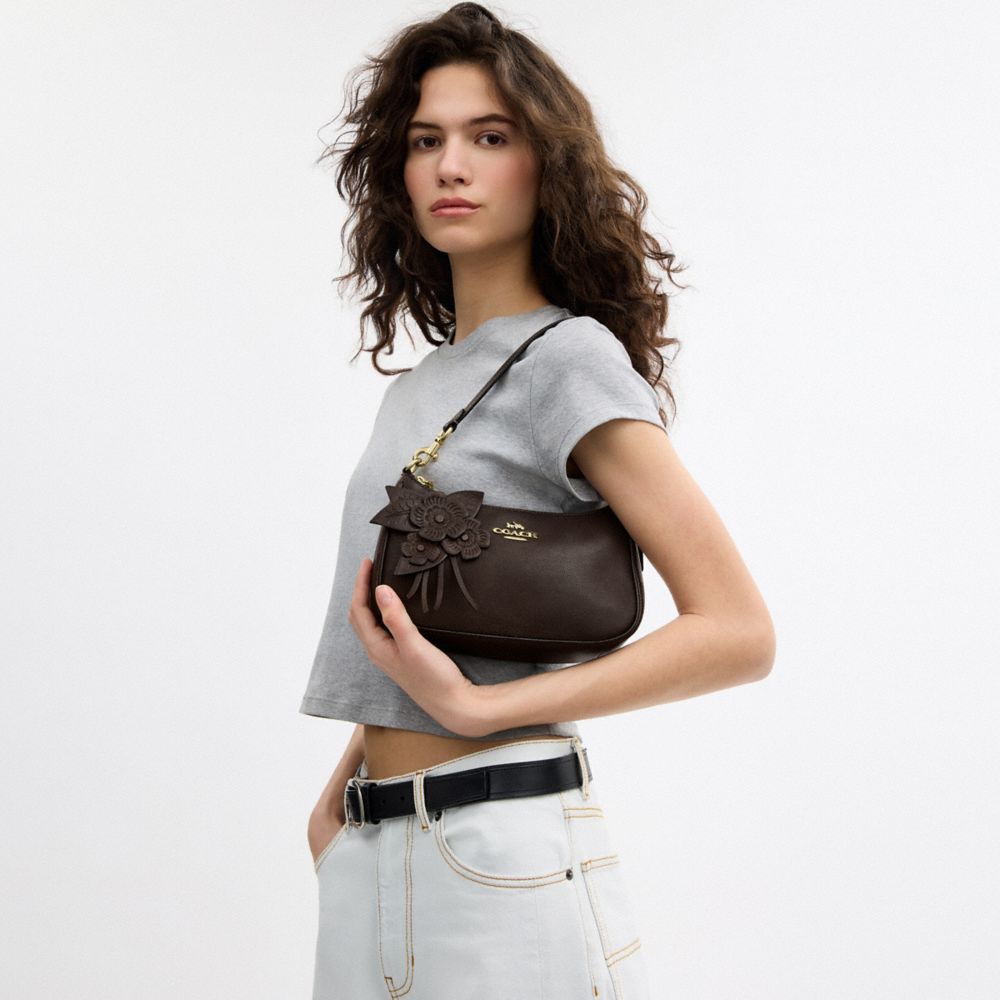 COACH®,Teri Shoulder Bag With Floral Applique,,Detail View