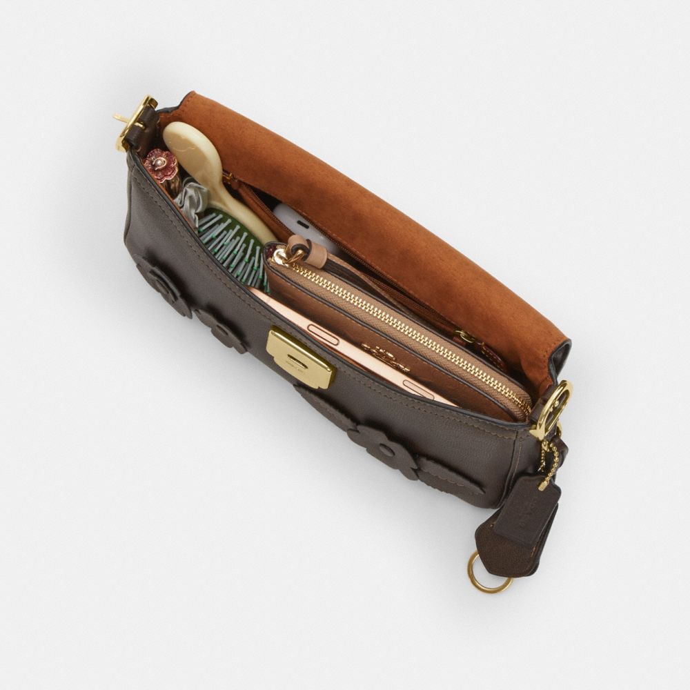 COACH®,Etta Small Flap Shoulder Bag With Floral Applique,,Inside View,Top View