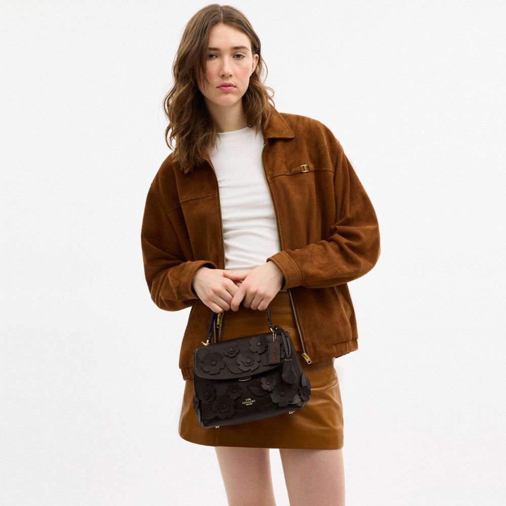 COACH®,Emory Top Handle Bag With Floral Applique,,Detail View