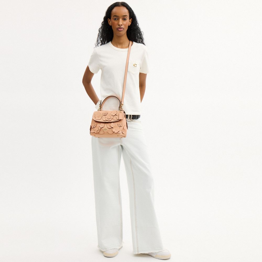 Emory Top Handle Bag With Floral Applique