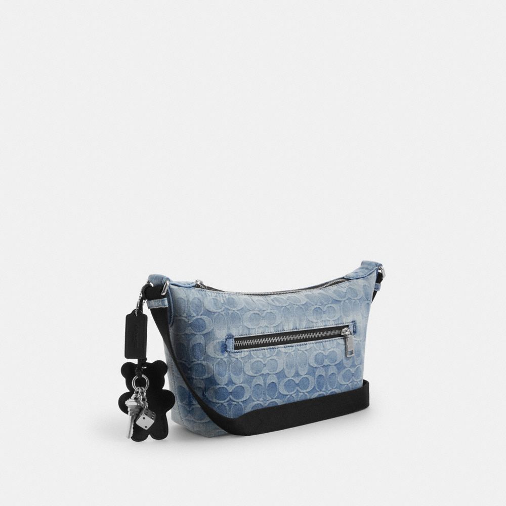 COACH®,Small Finn Crossbody With Pouch In Loved Signature Denim,Lining Recycled Polyester,Lining Polyurethane,Lining Polye...,Multi Color,Angle View