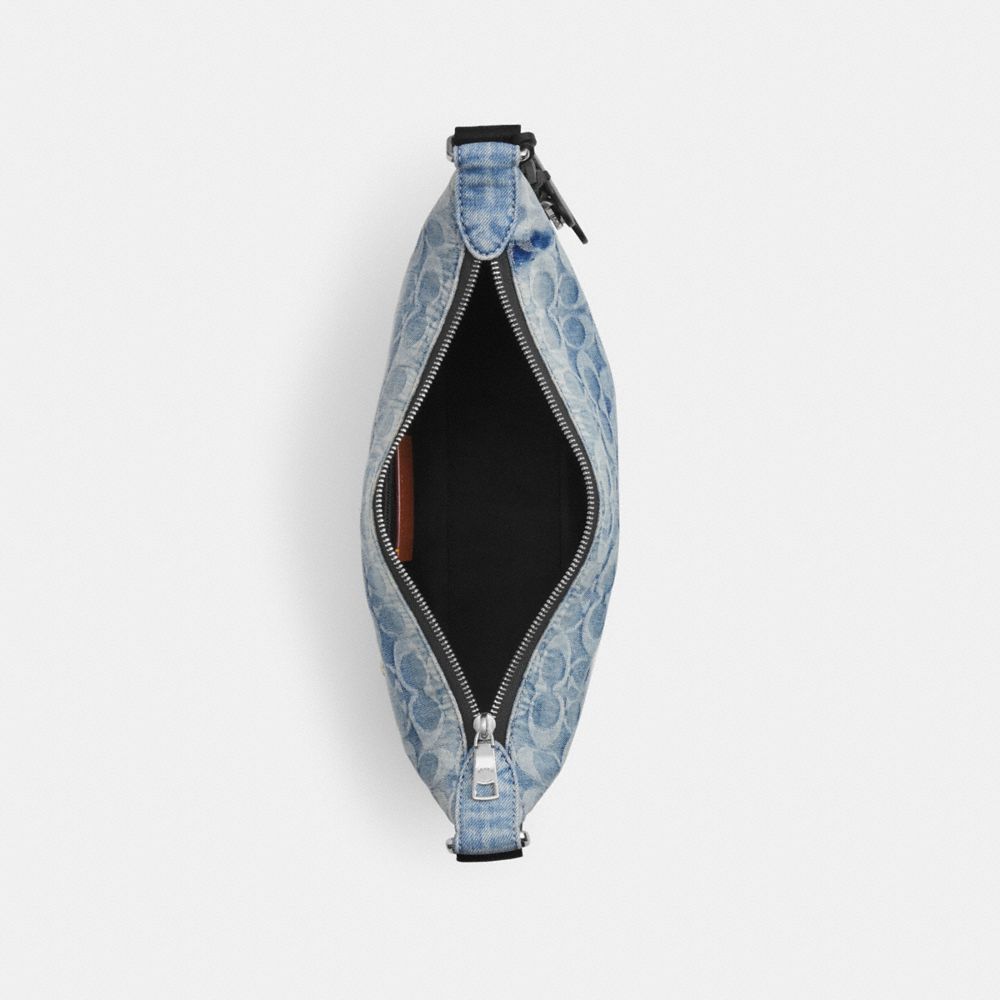 COACH®,Small Finn Crossbody With Pouch In Loved Signature Denim,Lining Recycled Polyester,Lining Polyurethane,Lining Polye...,Multi Color,Inside View,Top View