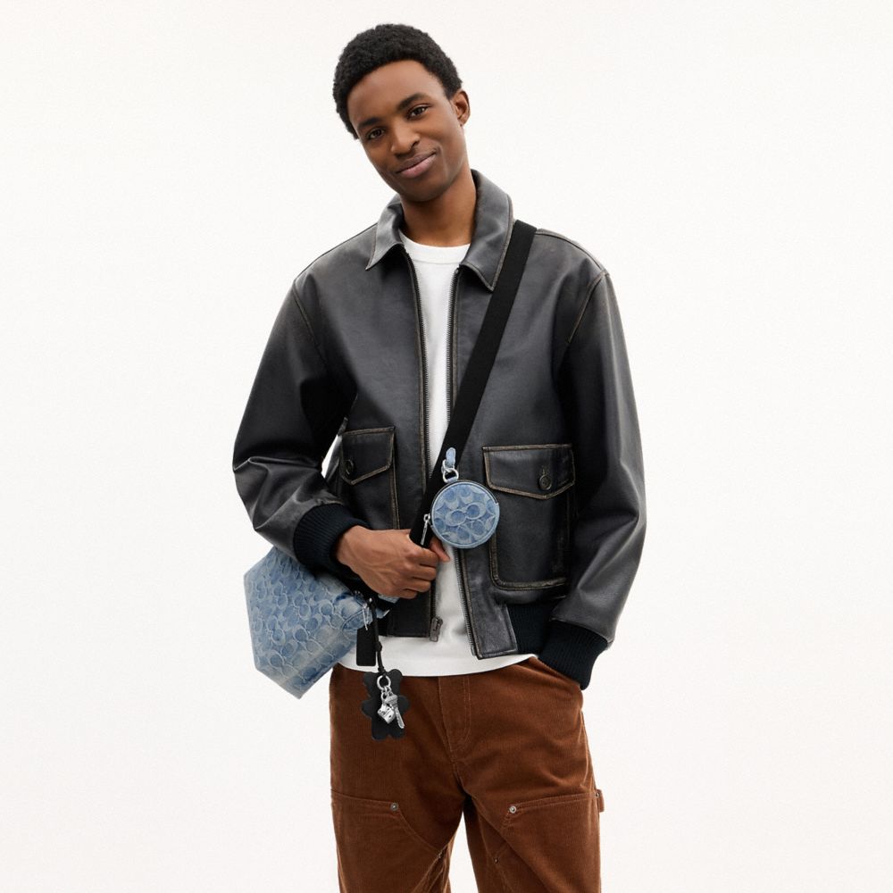 COACH®,Small Finn Crossbody With Pouch In Loved Signature Denim,Lining Recycled Polyester,Lining Polyurethane,Lining Polye...,Multi Color,Detail View