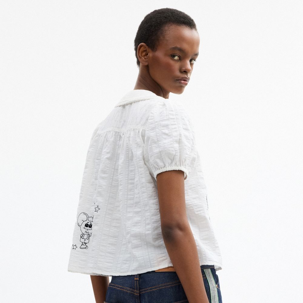 Женские блузки Coach Brain Dead Embroidered Button Up Blouse — фото 3
