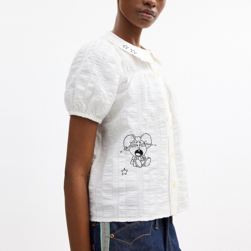 Женские блузки Coach Brain Dead Embroidered Button Up Blouse — фото 4