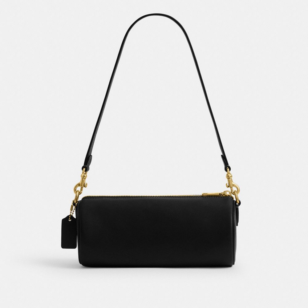 COACH®,Barrel Bag,Leather,Barrel Bag,Pendant,Adjustable,Brass,Casual,Black,Back View