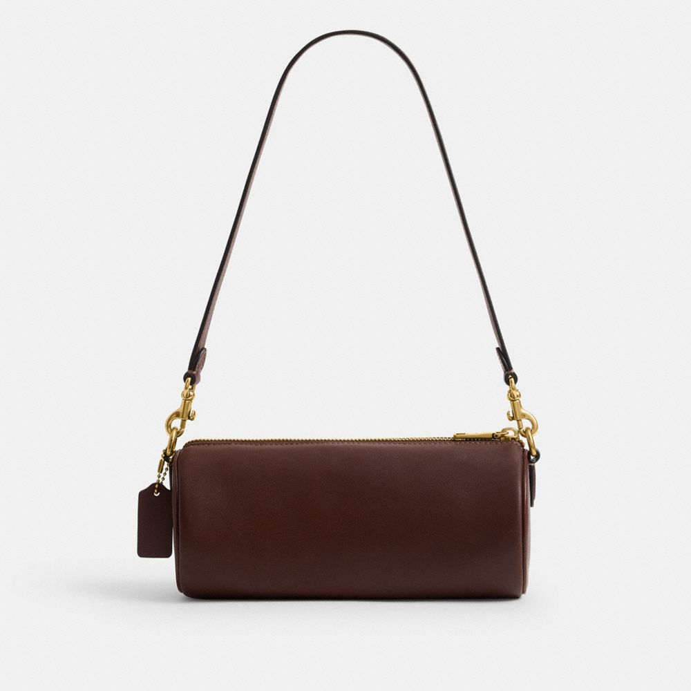 COACH®,Barrel Bag,Leather,Barrel Bag,Pendant,Adjustable,Brass,Casual,Brown,Back View