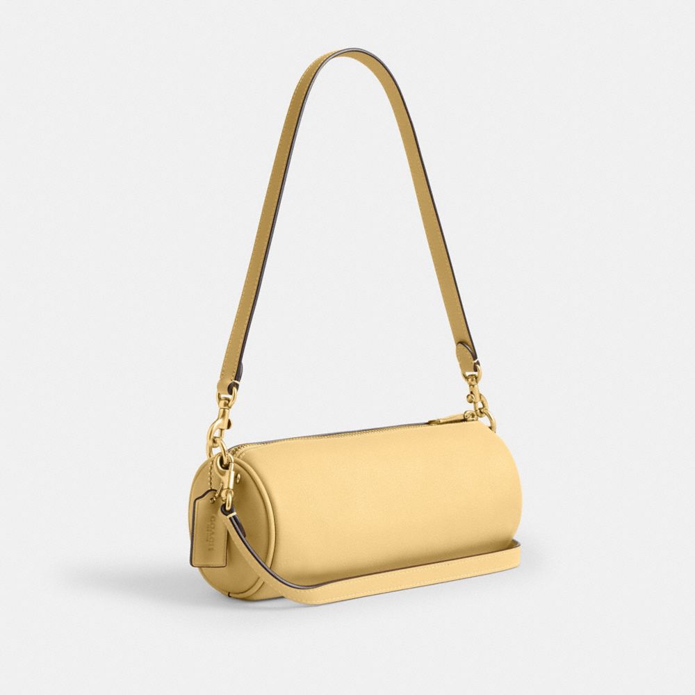 COACH®,Barrel Bag,Leather,Barrel Bag,Pendant,Adjustable,Brass,Casual,Yellow,Angle View