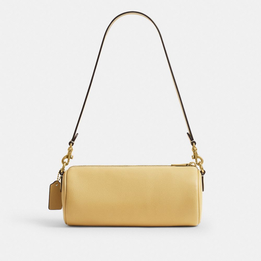 COACH®,Barrel Bag,Leather,Barrel Bag,Pendant,Adjustable,Brass,Casual,Yellow,Back View