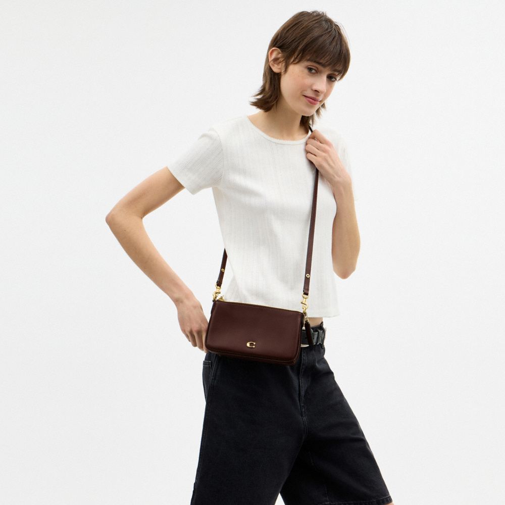 COACH®,Audrey Crossbody Bag,Recycled Polyester,Leather,Lining Recycled Polyester,Shoulder Bag,Metal Material,Metal,Pendant...,Brown,Detail View