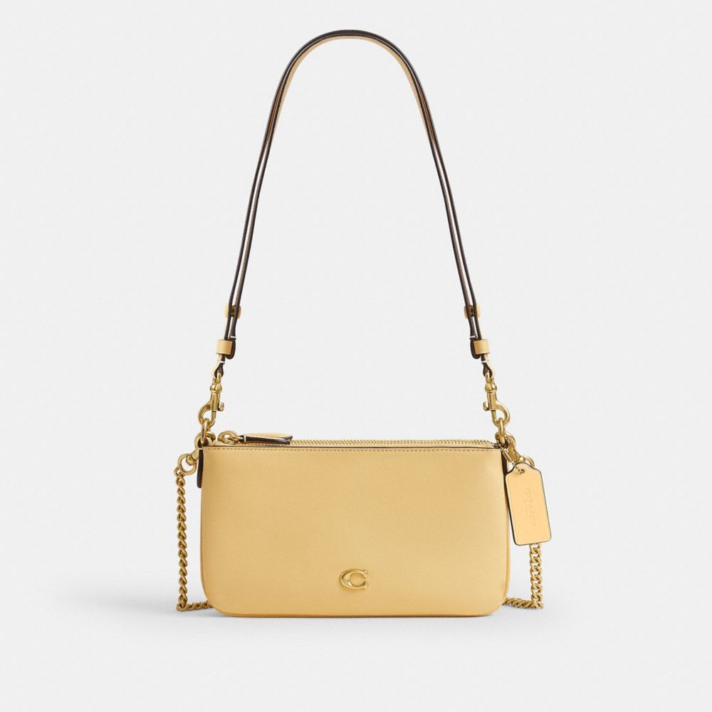 COACH®,Audrey Crossbody Bag,Lining Recycled Polyester,Recycled Polyester,Leather,Shoulder Bag,Metal Material,Pendant,Metal...,Yellow,Front View