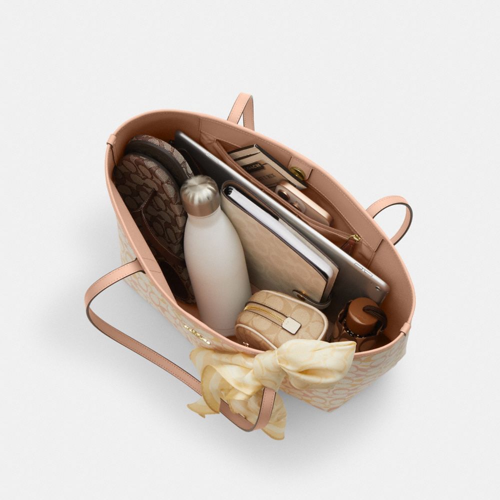 COACH®,City Tote Bag In Pretty Signature Canvas,,Inside View,Top View