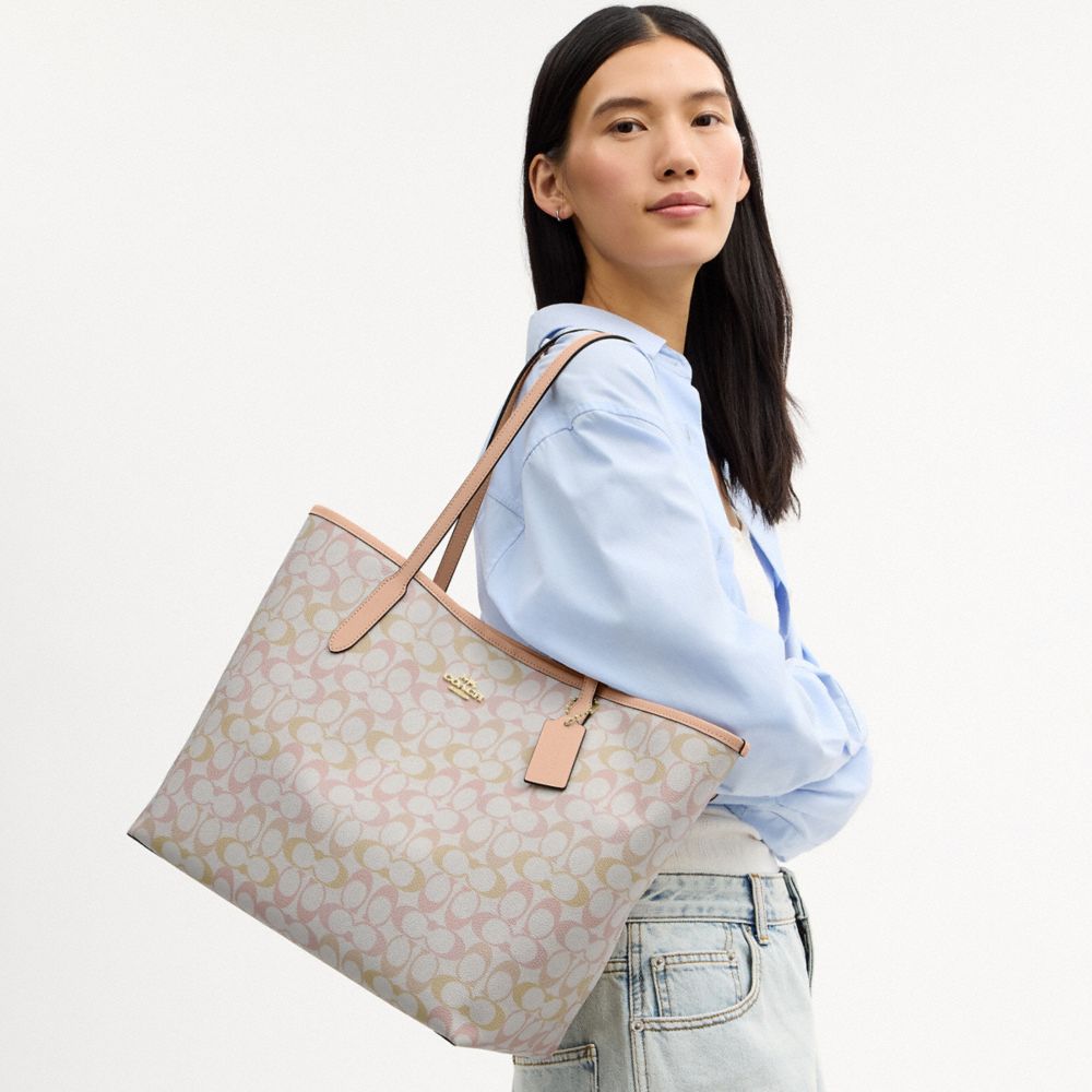 COACH®,City Tote Bag In Signature Canvas,,Detail View
