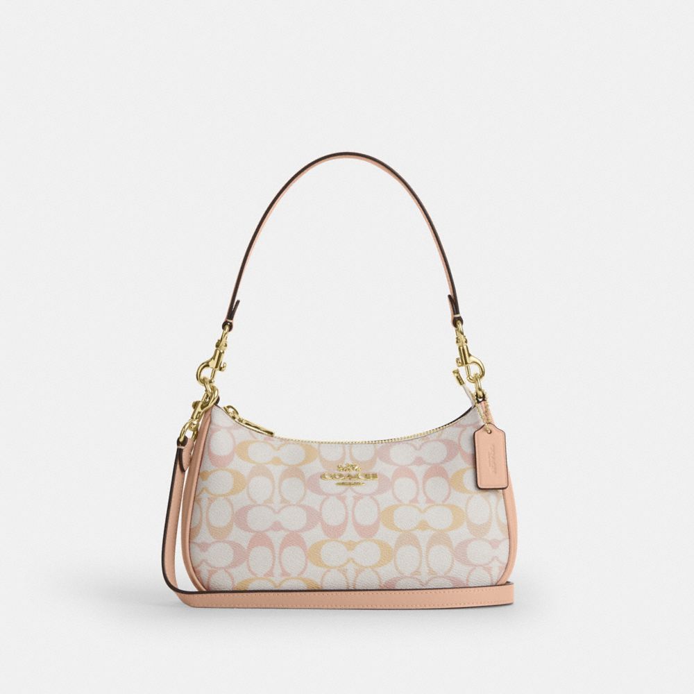 COACH®,Teri Shoulder Bag In Pretty Signature Canvas,,Front View