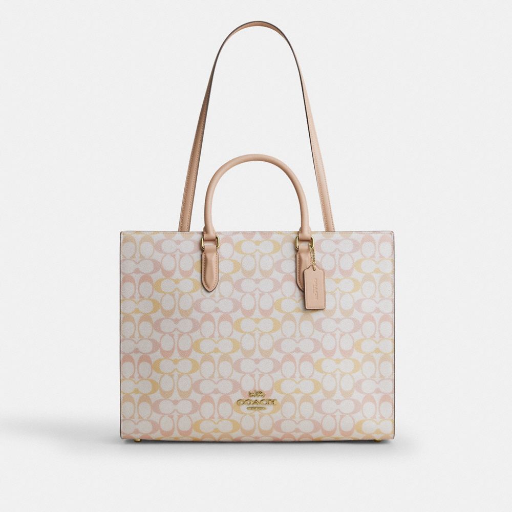 COACH®,Maggie Tote Bag In Pretty Signature Canvas,,Front View