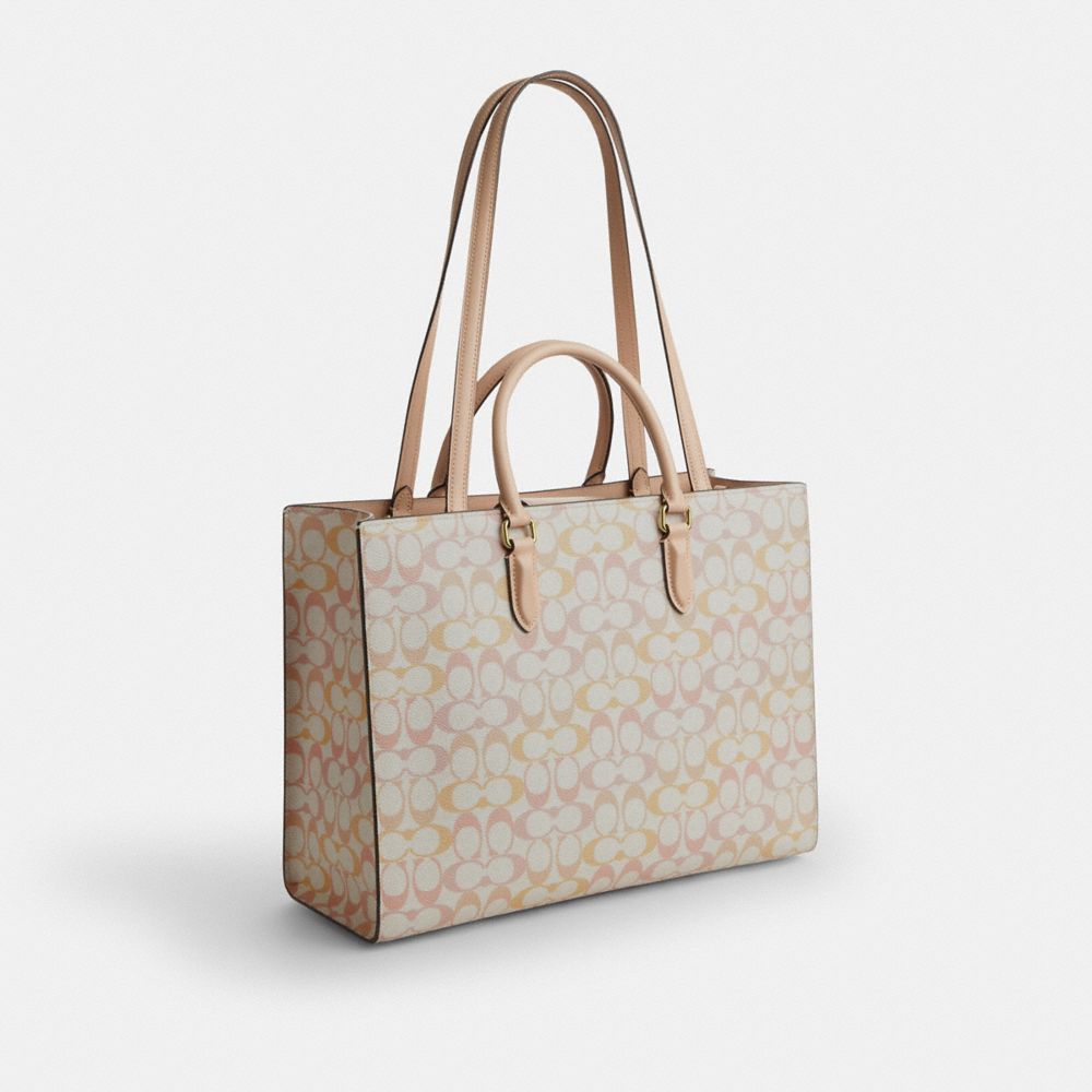 COACH®,Maggie Tote Bag In Pretty Signature Canvas,,Angle View