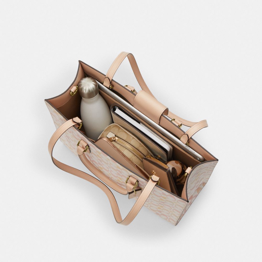 COACH®,Maggie Tote Bag In Pretty Signature Canvas,,Inside View,Top View