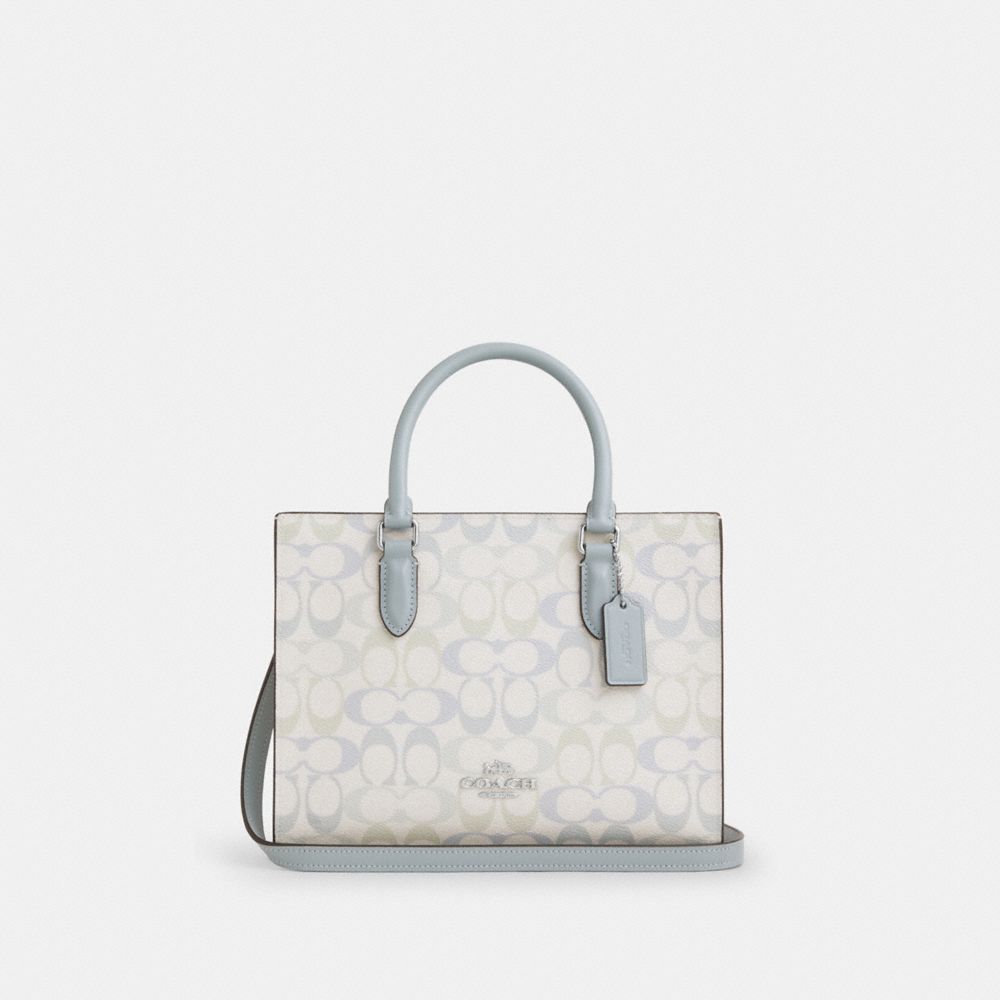 COACH®,Maggie Small Tote Bag In Pretty Signature Canvas,,Front View