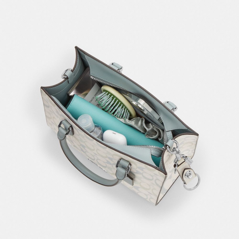 COACH®,Maggie Small Tote Bag In Pretty Signature Canvas,,Inside View,Top View