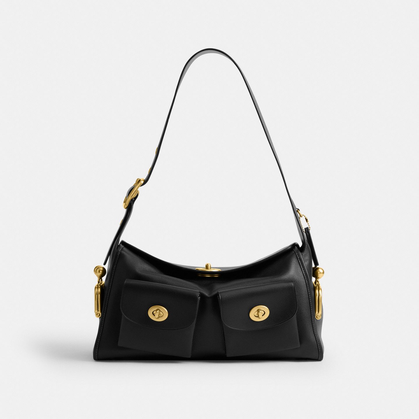 Женская сумка Coach Turnlock Haversack, цвет: Латунный / Чёрный — фото 1