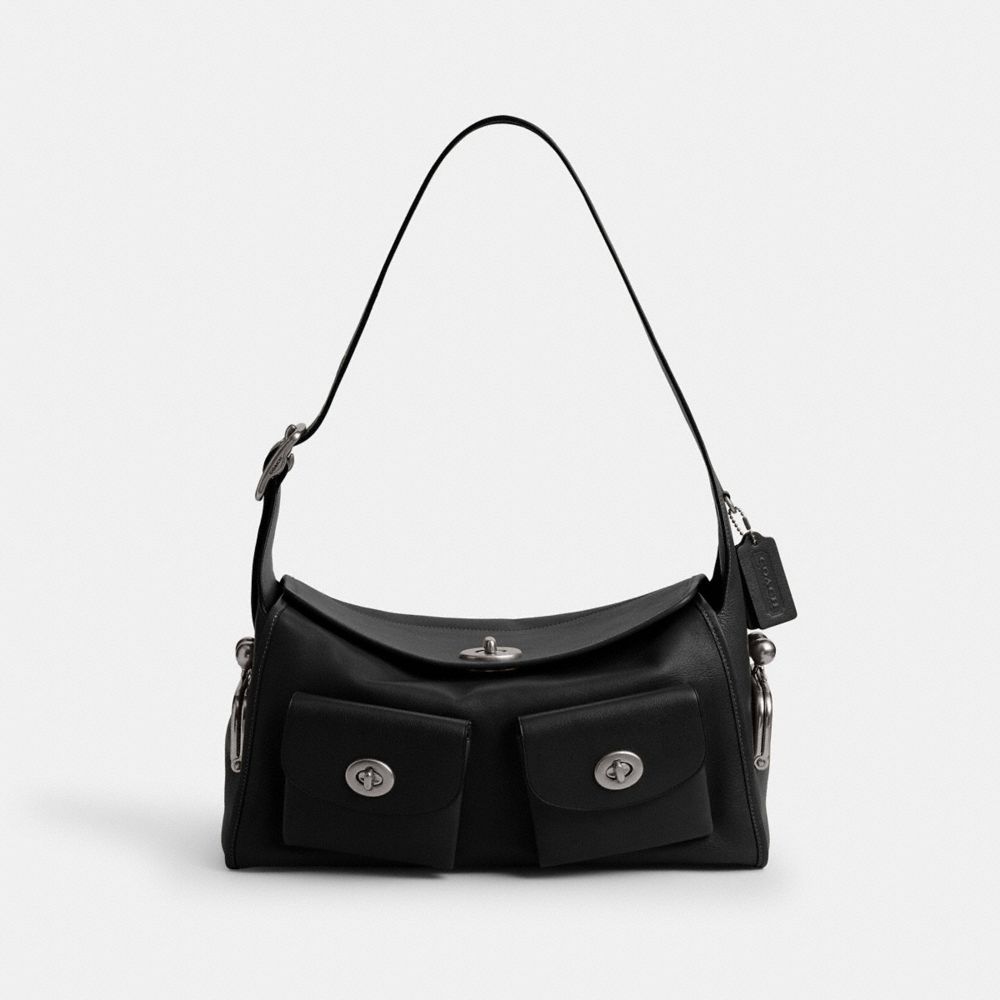 COACH®,Turnlock Haversack Bag,Shoulder Bag,Casual,Black,Front View