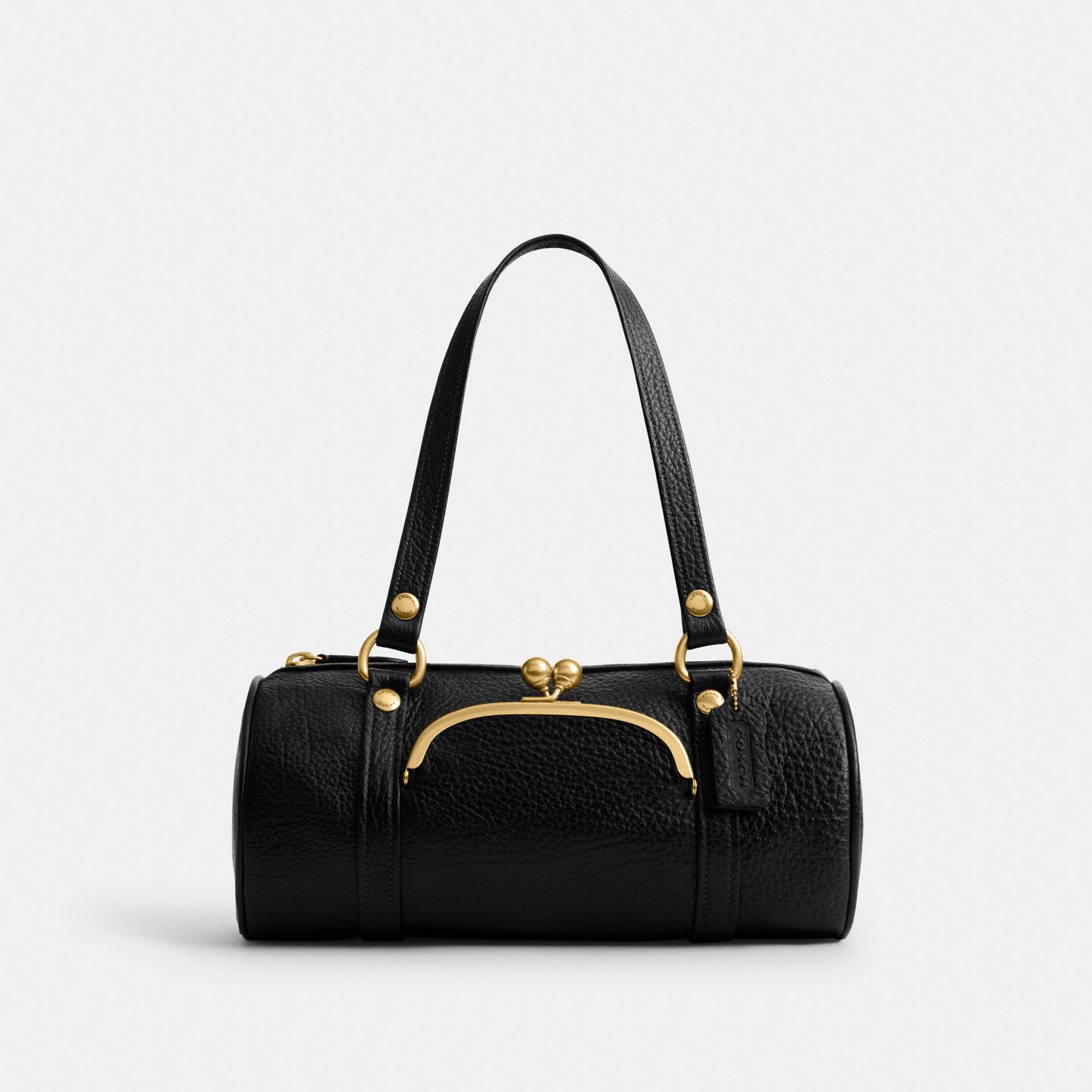 Женская сумка Coach Kisslock Barrel, цвет: Латунный / Чёрный — фото 1