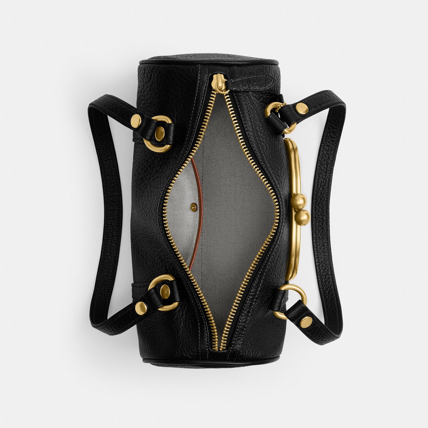 Женская сумка Coach Kisslock Barrel, цвет: Латунный / Чёрный — фото 4