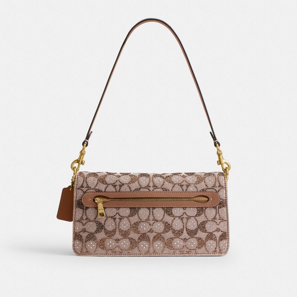 COACH®,Tabby Shoulder Bag 26 In Crystal Signature Jacquard,Recycled Polyester,Lining Polyester,Cotton,Shoulder Bag,Crystal...,Brown,Back View