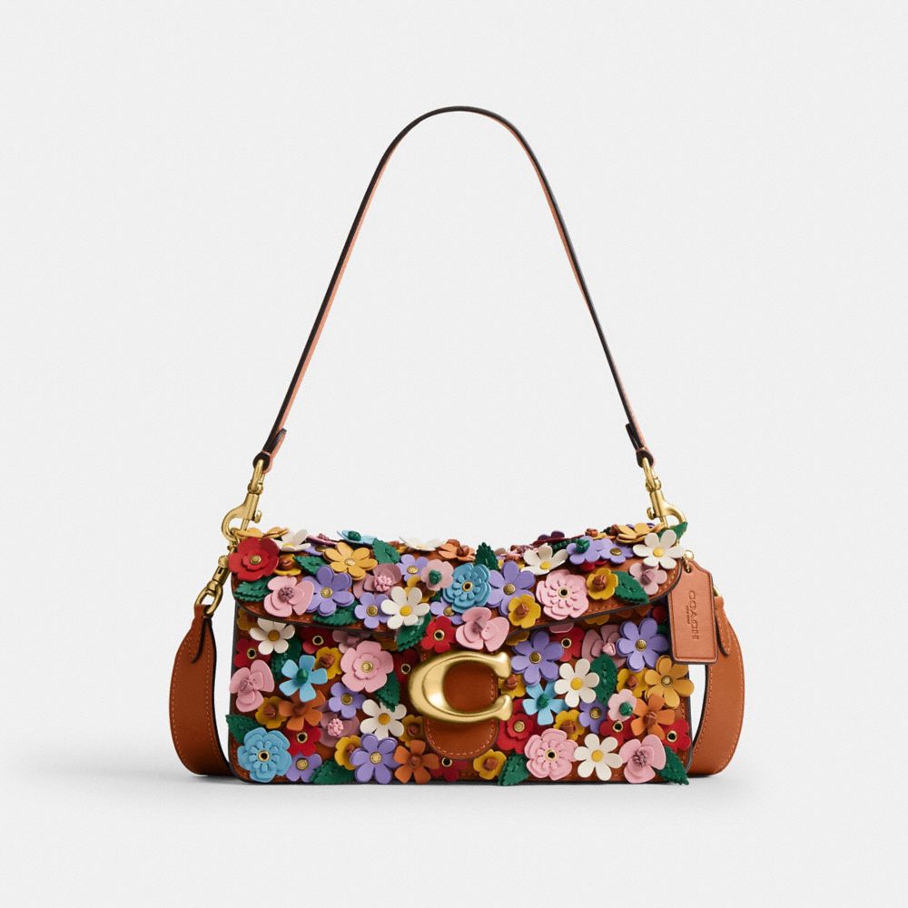 COACH®,Tabby Shoulder Bag 26 With Floral Applique,,Front View