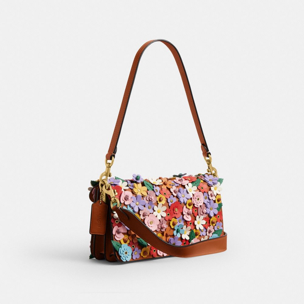 COACH®,Tabby Shoulder Bag 26 With Floral Applique,,Angle View