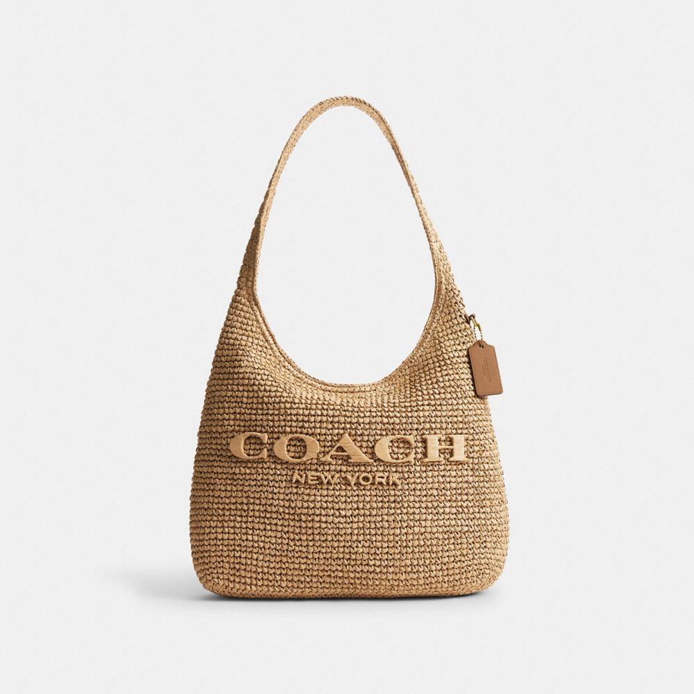 COACH®,Brooklyn Shoulder Bag 34,Beige,Front View