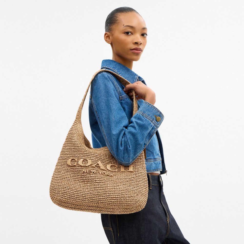 COACH®,Brooklyn Shoulder Bag 34,Beige,Detail View