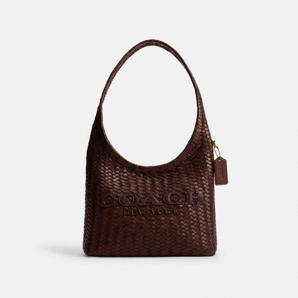 COACH®,SAC ÉPAULE BROOKLYN 28,Laiton/Érable,Front View