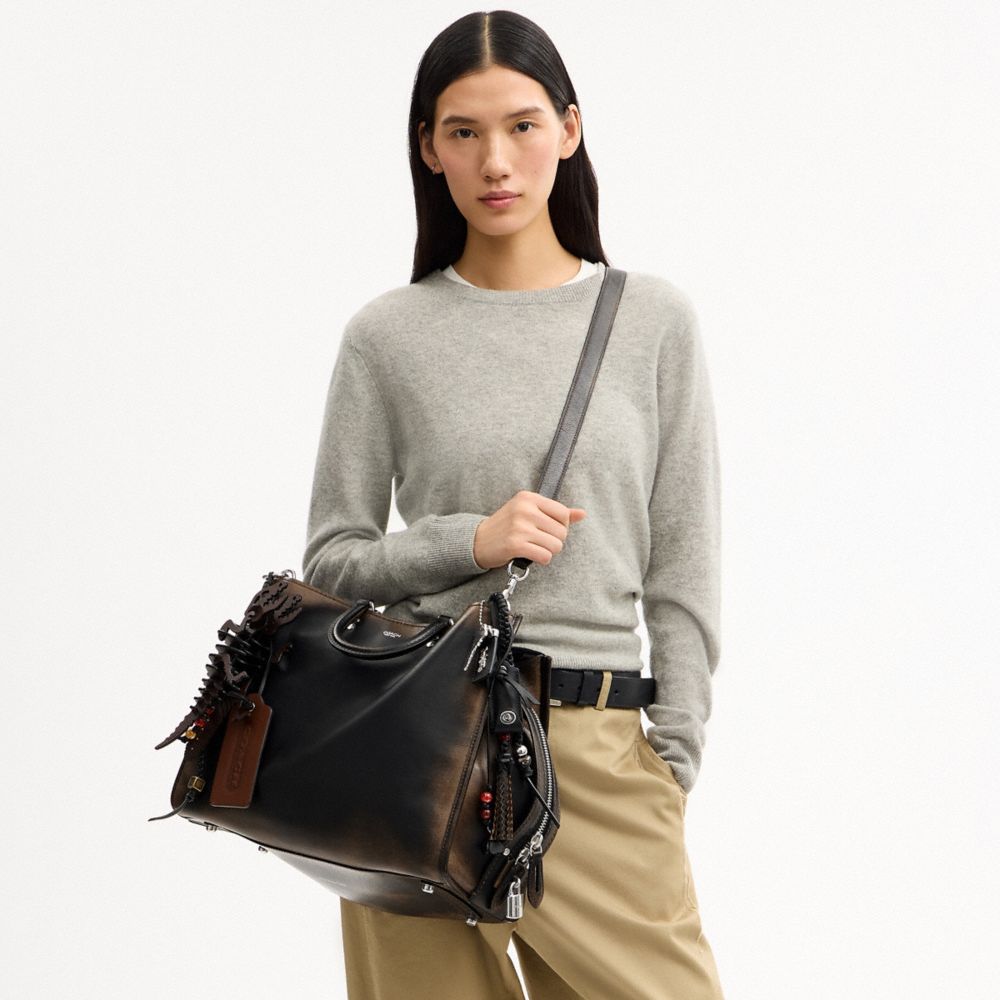 COACH®,Rogue Bag 40 In Loved Leather With Charms,,Detail View