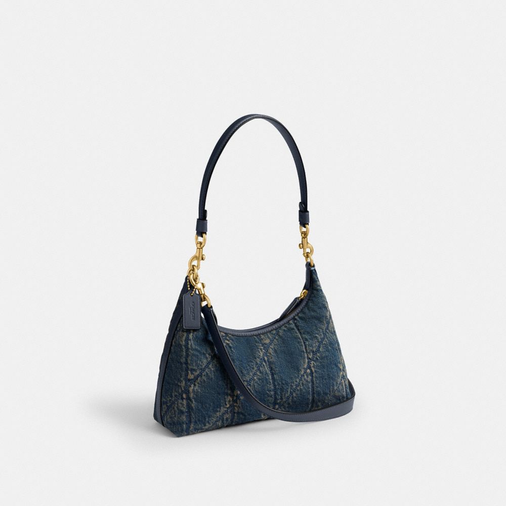 COACH®,Juliet Shoulder Bag 25 In Regenerative Cotton Denim With Quilting,,Angle View