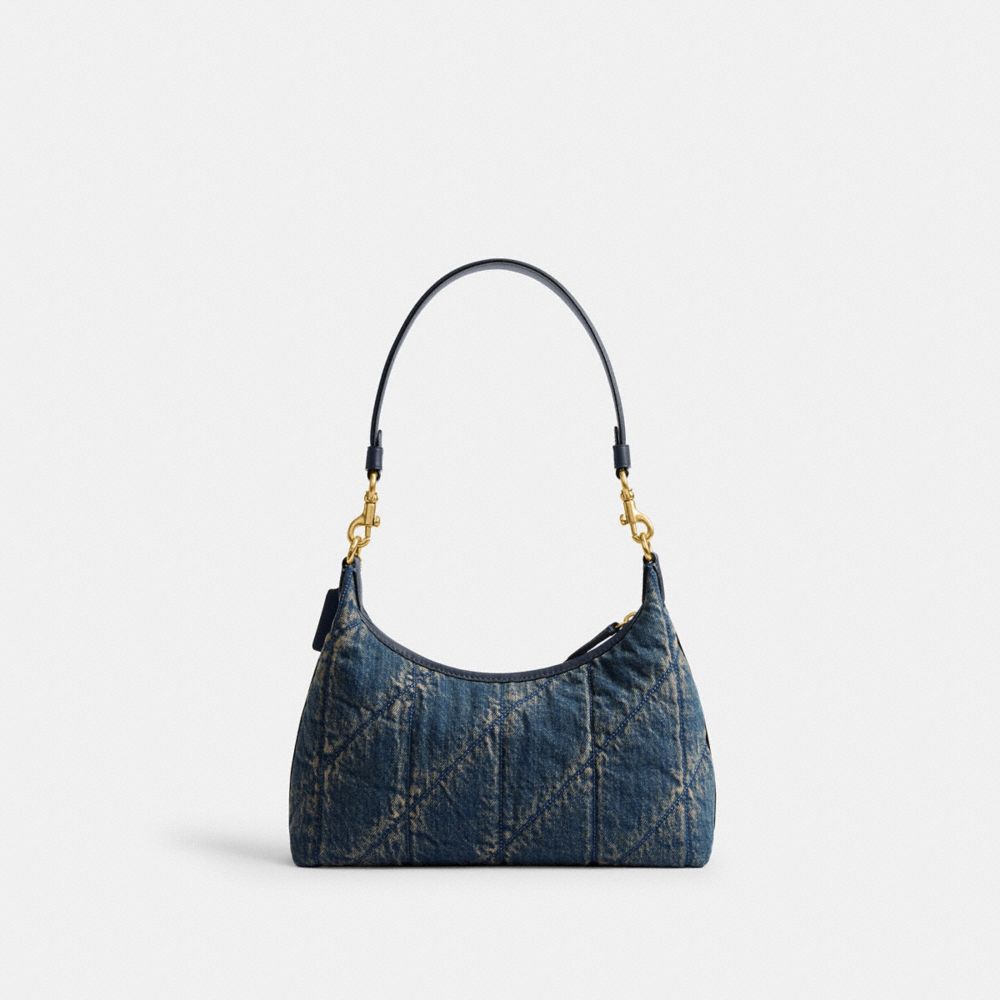 COACH®,Juliet Shoulder Bag 25 In Regenerative Cotton Denim With Quilting,,Back View