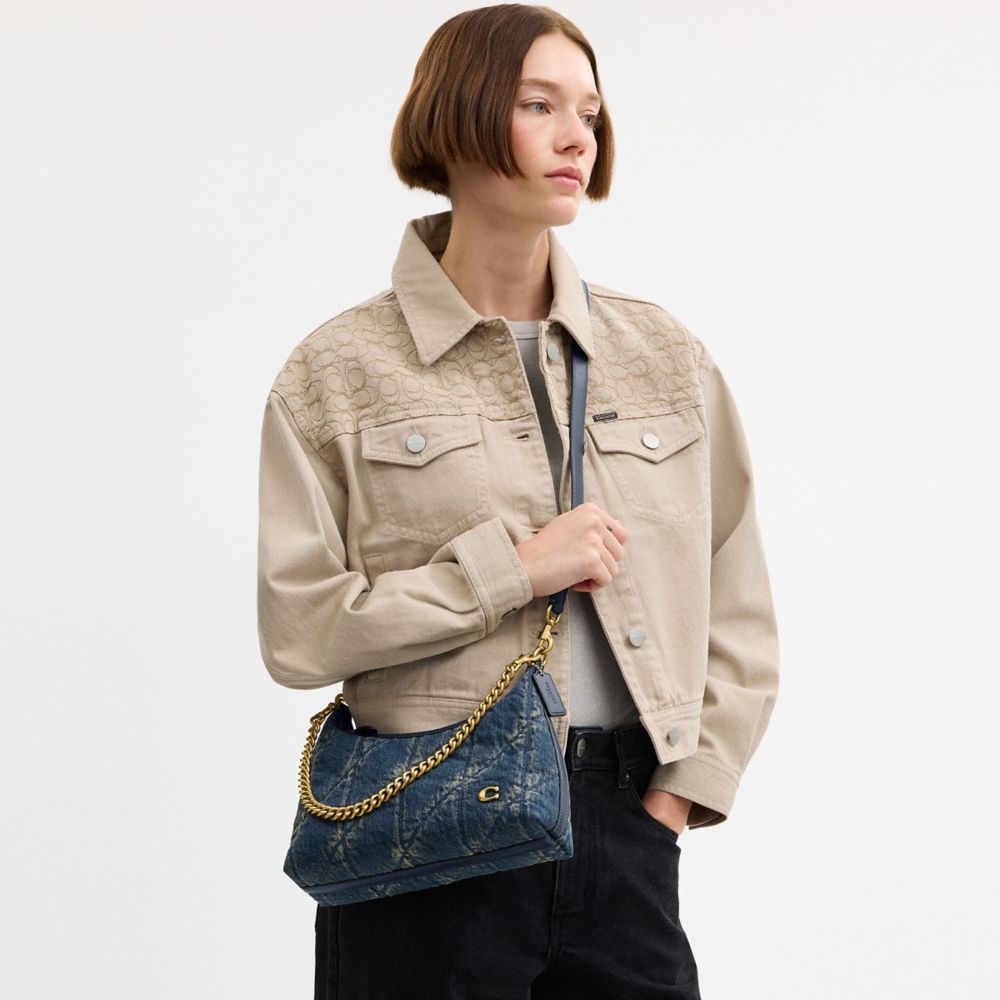 COACH®,Juliet Shoulder Bag 25 In Regenerative Cotton Denim With Quilting,
