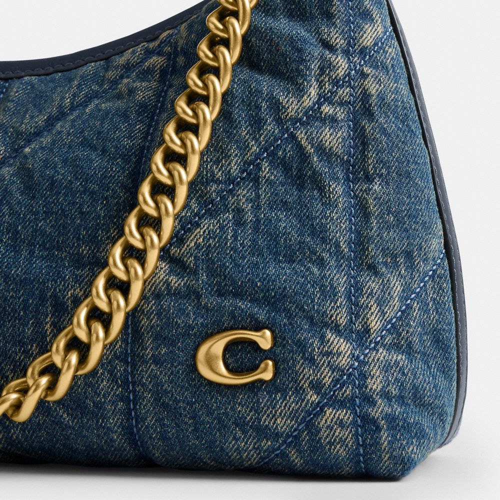 Juliet Shoulder Bag 25 In Regenerative Cotton Denim With Quilting