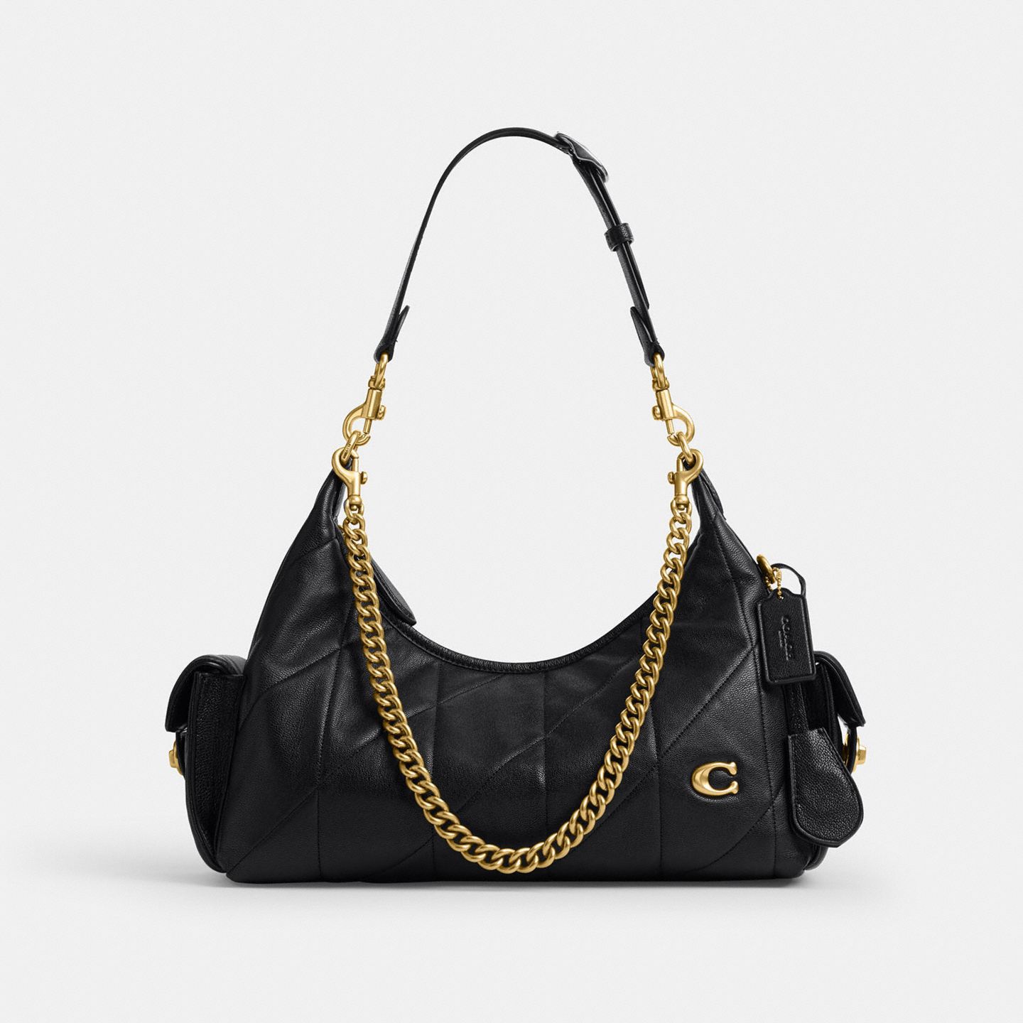 Женская сумка Coach Pocket Juliet Bag 30 With Quilting, цвет: Латунный / Чёрный — фото 1