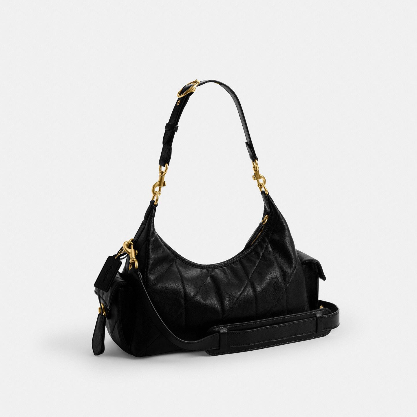 Женская сумка Coach Pocket Juliet Bag 30 With Quilting, цвет: Латунный / Чёрный — фото 2