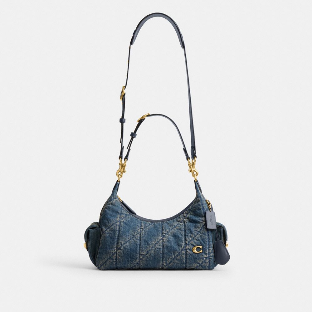 Женские сумки Coach Pocket Juliet Bag 30 In Regenerative Cotton Denim With Quilting — фото 6