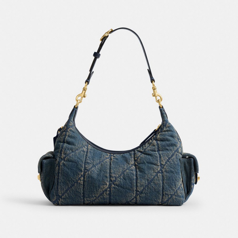 COACH®,Pocket Juliet Bag 30 In Regenerative Cotton Denim With Quilting,,Back View