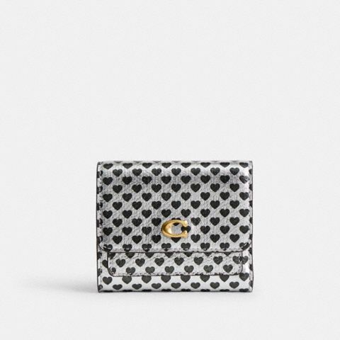 Coach Mila Small Flap Wallet With Heart Print