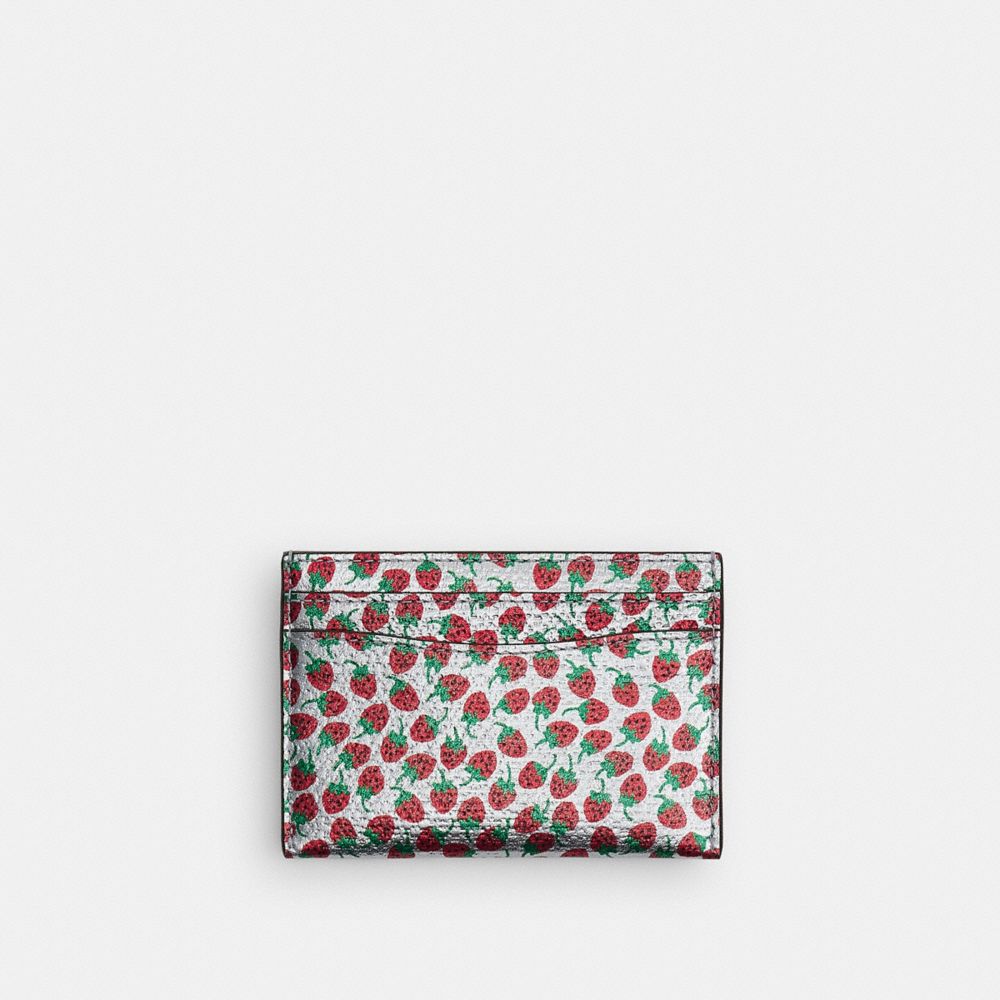 COACH®,Essential Card Case With Strawberry Print,Leather,Card Case,Metal Material,Metal,Casual,Multi Color,Back View
