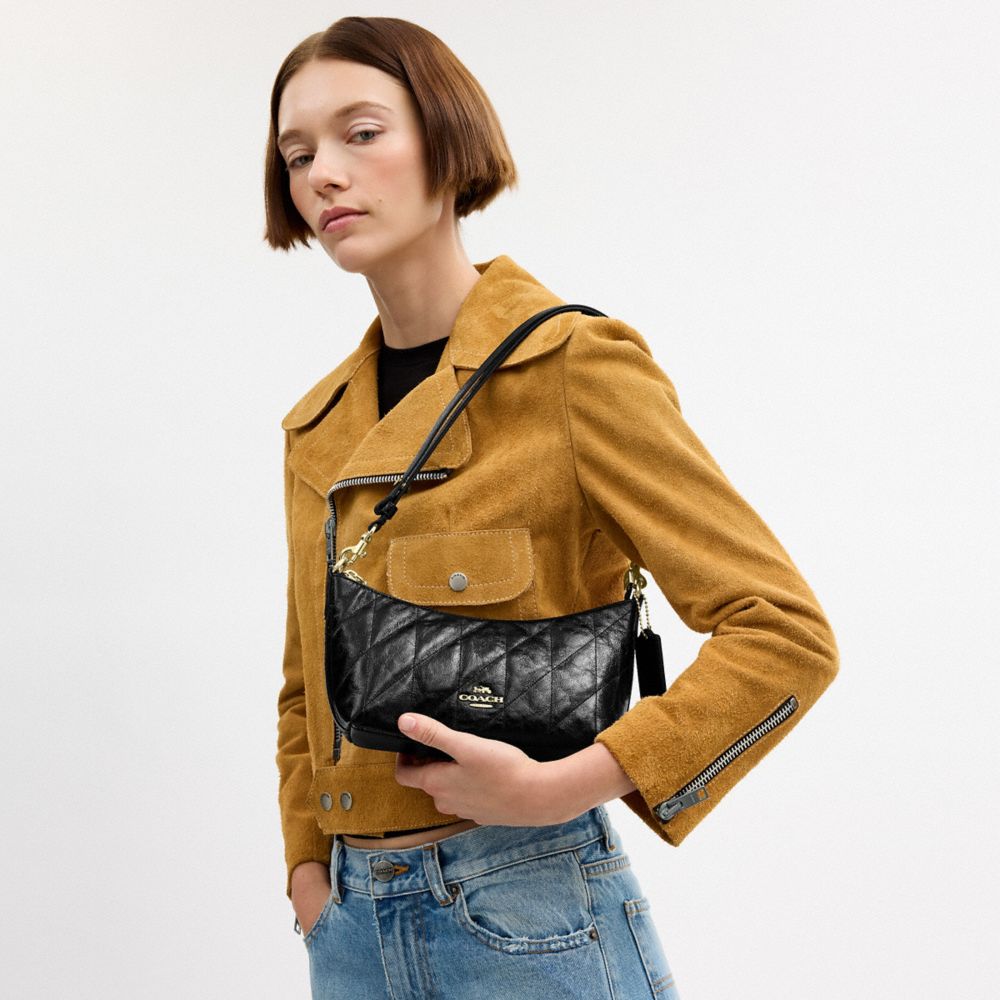 COACH®,Caitlin Shoulder Bag With Quilting,Lining Recycled Polyester,Recycled Polyester,Shoulder Bag,Logo,Chain Detail,Shou...,,Detail View