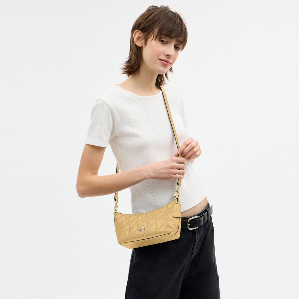 COACH®,Caitlin Shoulder Bag With Quilting,Lining Recycled Polyester,Recycled Polyester,Shoulder Bag,Logo,Chain Detail,Shou...,Beige