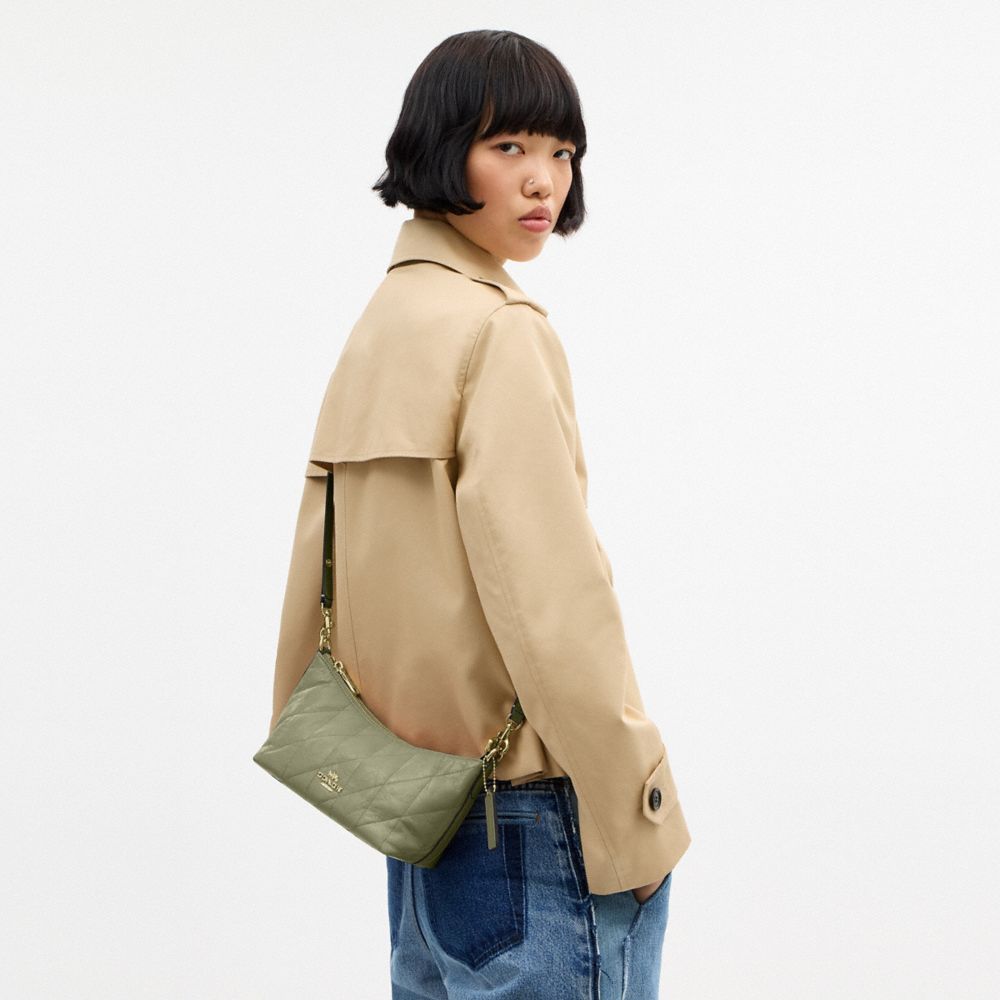 COACH®,Caitlin Shoulder Bag With Quilting,Lining Recycled Polyester,Recycled Polyester,Shoulder Bag,Logo,Chain Detail,Shou...,Olive