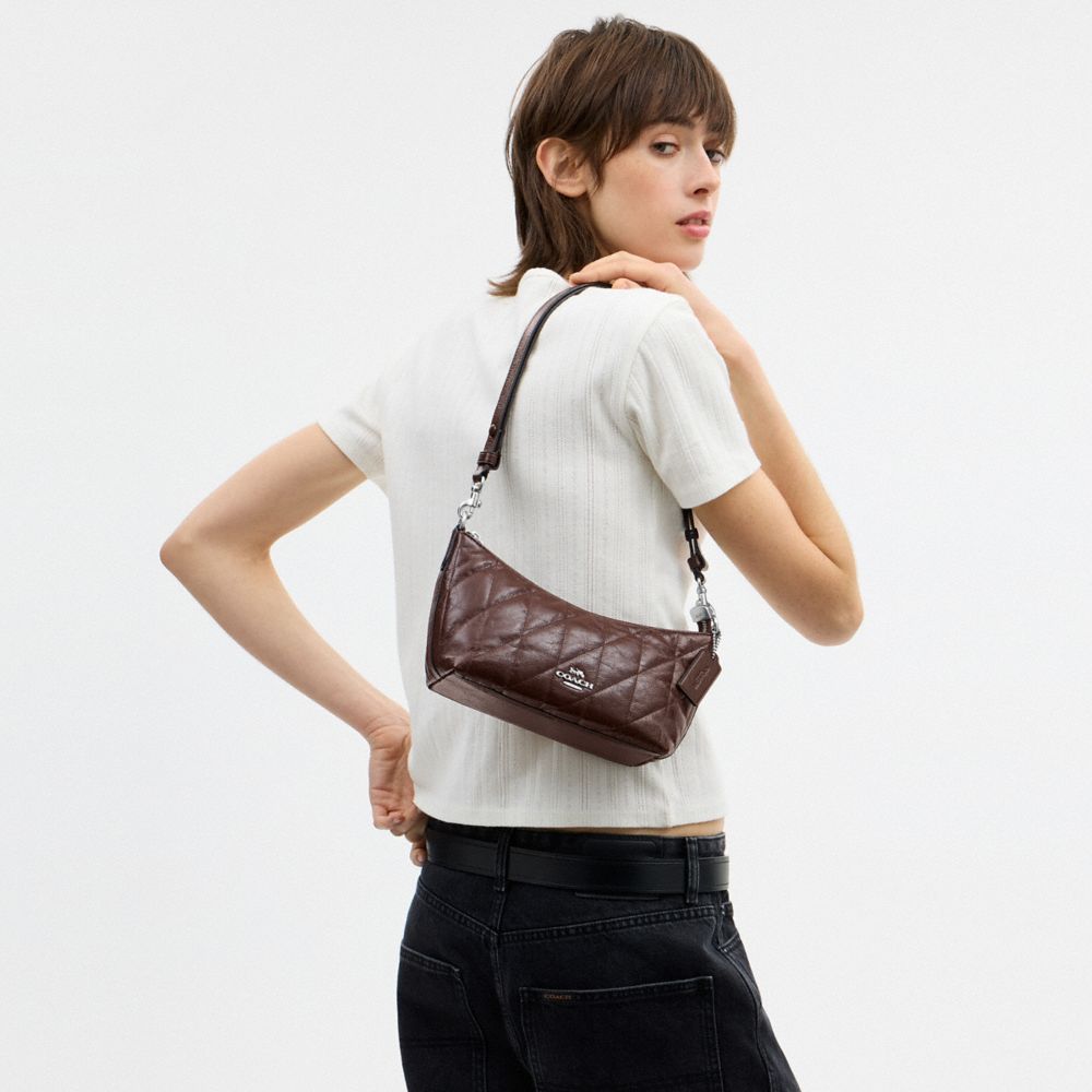 COACH®,Caitlin Shoulder Bag With Quilting,Lining Recycled Polyester,Recycled Polyester,Shoulder Bag,Logo,Chain Detail,Shou...,Brown,Detail View