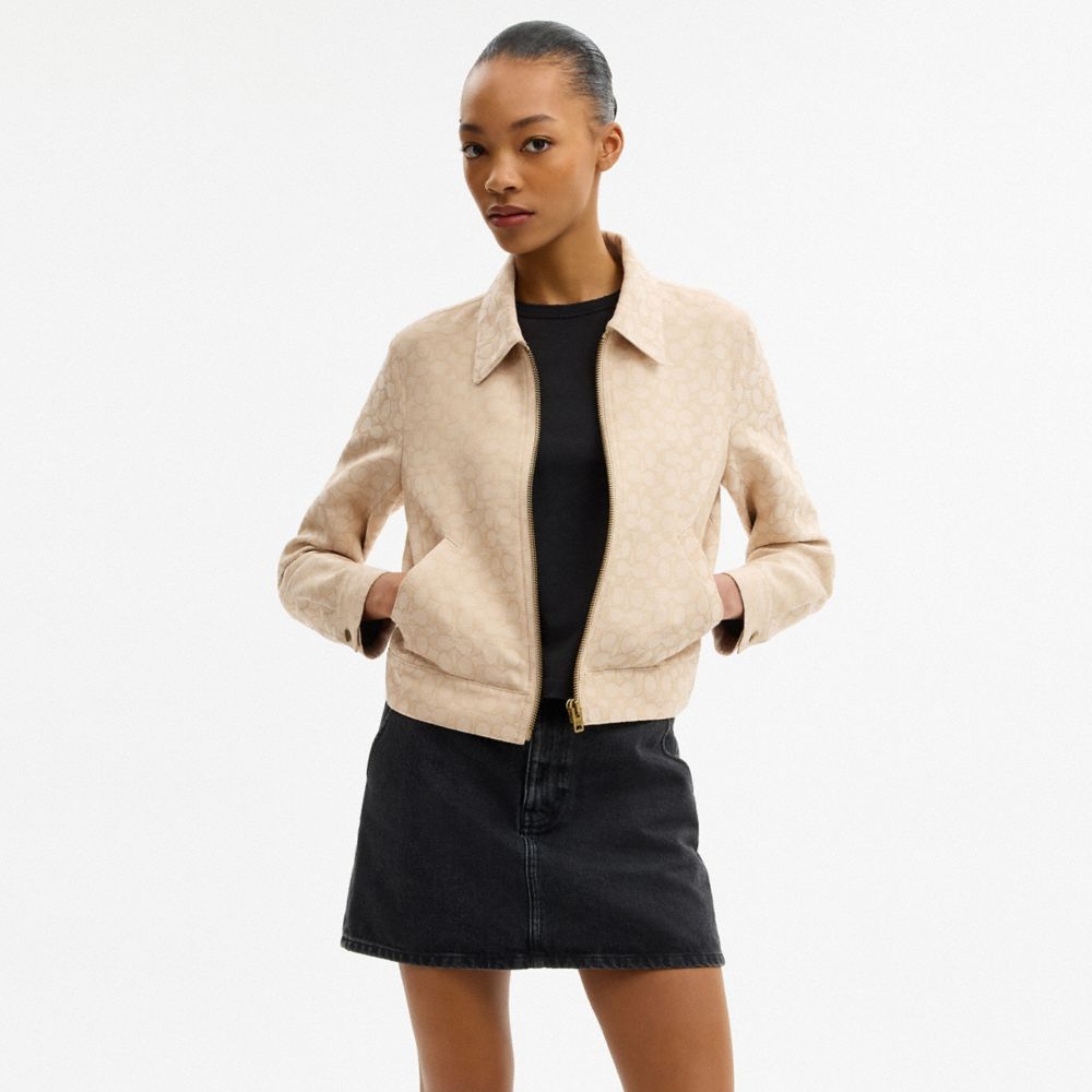 COACH®,Signature Zip Front Jacket,,Scale View